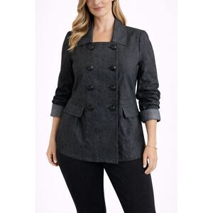 Sandro Sportswear Peplum Double Breasted Jacket Black M